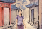 Een chinese vrouw verdwaald in de straten van een oude stad